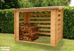 Abri-bûches Extérieur En Bois Brut 236 X 119 X 167 Cm