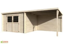 Abri De Jardin En Bois De Sapin 18,03 M² Avec Auvent Ep. 28 Mm– Eden