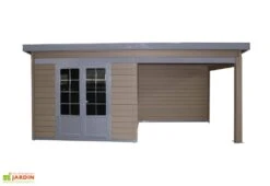 Abri De Jardin Composite Toit Plat + Auvent – Actual 6 X 3 M Effet Teck -Solid || Axi || EXIT TOYS Soldes Boutique abri jardin 18m2 composite effet teck