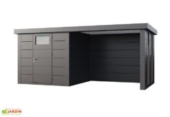 Abri De Jardin En Métal Avec Auvent Vitré Lounge – 12,5 M² -Solid || Axi || EXIT TOYS Soldes Boutique abri jardin auvent vitre droite anthracite