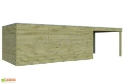 Abri De Jardin En Bois Traité Autoclave Et Auvent - 28 Mm