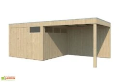 Abri De Jardin En Bois D’épicéa Brut Avec Auvent – 17,8 M²