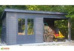 Abri De Jardin Composite Toit Plat + Auvent – Actual 6 X 3 M Gris Anthracite -Solid || Axi || EXIT TOYS Soldes Boutique abri jardin composite actual 6x3m 5