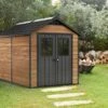 Abri De Jardin Keter En Résine Aspect Bois 6,5 M² Woodium 759 -Solid || Axi || EXIT TOYS Soldes Boutique abri jardin keter resine imitation bois 20mm 6m2 plancher inclus 3