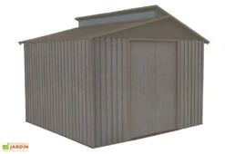 Abri De Jardin En Métal Look Bois Vieilli + Puit De Lumière 7,25 M² -Solid || Axi || EXIT TOYS Soldes Boutique abri jardin metal aspect bois vieilli puit lumiere 257x285cm 1