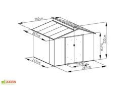 Abri De Jardin En Métal Look Bois Vieilli + Puit De Lumière 7,25 M² -Solid || Axi || EXIT TOYS Soldes Boutique abri jardin metal aspect bois vieilli puit lumiere 257x285cm 4