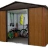 Abri De Jardin En Métal Galvanisé Imitation Bois 6,45 M² - 108WGY -Solid || Axi || EXIT TOYS Soldes Boutique abri jardin metal imitation bois yardmaster 108wgy