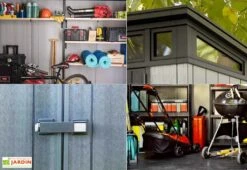 Keter Abri De Jardin PVC Brossium 97 Avec Toit En Monopente -Solid || Axi || EXIT TOYS Soldes Boutique abri jardin rangement resine brossium monopente 97 6m2 anti uv ventilation double porte 3