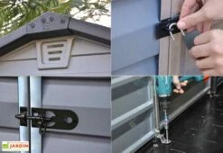 Abri De Jardin Polycarbonate Skylight Palram Gris (1,53x1,85) 2,83 M² -Solid || Axi || EXIT TOYS Soldes Boutique abri jardin resine palram gris details