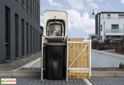 Cache-poubelle Simple En Acier Et Bois De Pin Traité 60 X 63 X 115 Cm -Solid || Axi || EXIT TOYS Soldes Boutique abri poubelle acier pin naturel