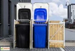 Cache-poubelle Double En Acier Et Bois De Pin Traité 120 X 63 X 115 Cm -Solid || Axi || EXIT TOYS Soldes Boutique abri poubelle double acier bois hide