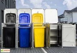 Cache-poubelles En Acier Et Composite Aluminium 278 X 80 X 115 Cm -Solid || Axi || EXIT TOYS Soldes Boutique abri poubelle quadruple metal ouvert