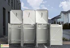 Cache-poubelle Triple En Acier Et Composite Aluminium 209 X 80 X 115 Cm -Solid || Axi || EXIT TOYS Soldes Boutique abri poubelle triple acier aluminium ouvert