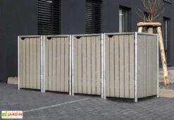 Cache-poubelles En Acier Et Bois De Pin Traité 241 X 63 X 115 Cm -Solid || Axi || EXIT TOYS Soldes Boutique abri poubelles acier bois gris