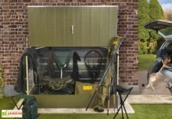 Coffre De Rangement Métal Vélos Vert (196x89x133) -Solid || Axi || EXIT TOYS Soldes Boutique abri velo acier galvanise vert trimetals 1