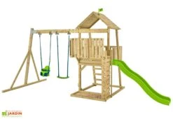 Aire De Jeux En Bois : Portique, Mur D’escalade Et Toboggan – TP Kingswood