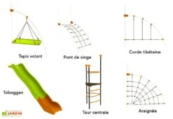 Aire De Jeux EVO-Filo Avec 6 Agrès -Solid || Axi || EXIT TOYS Soldes Boutique aire de jeux evo filo pont araigne e corde hamac 1