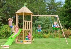 Aire De Jeux En Bois : Balançoires, Toboggan Et Bac à Sable – TP Castlewood