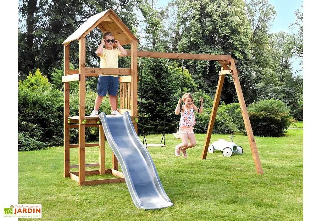 Aire De Jeux En Bois Soulet Avec Balançoires Et Toboggan – Nouméa 4 Aire De Jeux En Bois Soulet Avec Balançoires Et Toboggan – Nouméa – Image 2