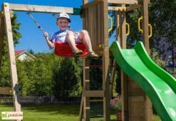 Aire De Jeux Funny 3 : Toboggan + Balançoire + Bac à Sable + Escalade -Solid || Axi || EXIT TOYS Soldes Boutique aire jeux bois autoclave funny3 fungoo toboggan balancoire 1