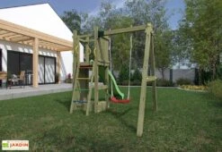 Aire De Jeux Funny 3 : Toboggan + Balançoire + Bac à Sable + Escalade -Solid || Axi || EXIT TOYS Soldes Boutique aire jeux bois autoclave funny3 fungoo toboggan balancoire 3