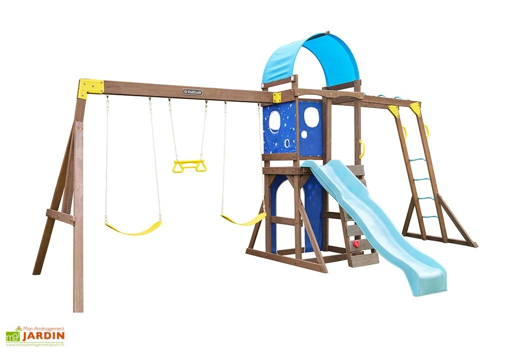 KidKraft Aire De Jeux En Bois Balançoires Et Toboggan – Overlook Challenge 3 KidKraft Aire De Jeux En Bois Balançoires Et Toboggan – Overlook Challenge