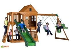 Aire De Jeux En Bois Avec Portique, Toboggan Et Escalade Hill Crest