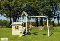 Aire De Jeux En Bois D’Épicéa Traité Avec Portique Lookout