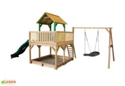 Axi Aire De Jeux En Bois De Hemlock Toboggan Et Portique Balançoire Atka
