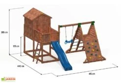 Aire De Jeux MyHouse Spider : Cabane + Toboggan + Escalade + Trapèze -Solid || Axi || EXIT TOYS Soldes Boutique aire jeux bois myhouse spider cabane toboggan escalade 3