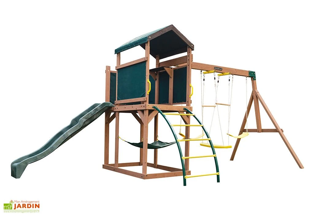 KidKraft Aire De Jeux En Bois Portique Balançoires Et Toboggan – Hideway Haven 3 KidKraft Aire De Jeux En Bois Portique Balançoires Et Toboggan – Hideway Haven