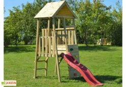 Aire De Jeux En Bois Brut Avec Toboggan – 2,8 M²