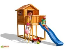 Aire De Jeux Cabane En Bois De Pin Traité Avec Toboggan MyHouse
