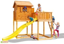 Aire De Jeux Cabane En Bois De Pin Traité Avec Toboggan MySide