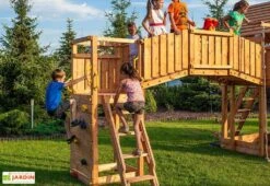 Aire De Jeux Rainbow Fortress Tip : Escalade + Toboggan + Pont -Solid || Axi || EXIT TOYS Soldes Boutique aire jeux geante bois fungoo escalade toboggan pont 1
