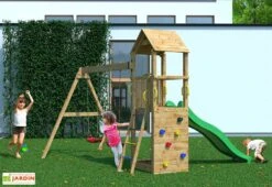 Aire De Jeux Avec Portique En Bois De Pin Traité 2 Balançoires Flappi -Solid || Axi || EXIT TOYS Soldes Boutique aire jeux portique bois pin traite 2balancoires flappi