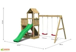 Aire De Jeux Avec Portique En Bois De Pin Traité 2 Balançoires Floppi -Solid || Axi || EXIT TOYS Soldes Boutique aire jeux portique bois pin traite 2balancoires floppi 1