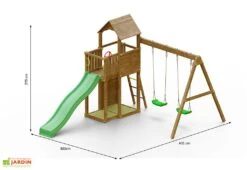 Aire De Jeux Avec Portique En Bois De Pin Traité Boomer 3 -Solid || Axi || EXIT TOYS Soldes Boutique aire jeux portique bois pin traite boomer3