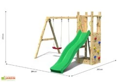 Aire De Jeux Avec Portique En Bois De Pin Traité Funny 3 -Solid || Axi || EXIT TOYS Soldes Boutique aire jeux portique bois pin traite funny3