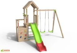 Aire De Jeux Avec Cabane, Toboggan Et Portique En Bois - Ultra Xplorer