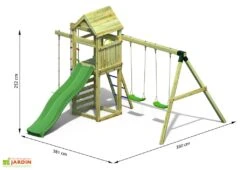 Aire De Jeux Avec Portique Et Corde à Nœuds En Bois De Pin Traité Gaia -Solid || Axi || EXIT TOYS Soldes Boutique aire jeux portique corde n uds bois pin traite gaia 1