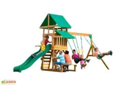 Aire De Jeux Avec Portique Et Toboggan En Bois De Cèdre Belmont