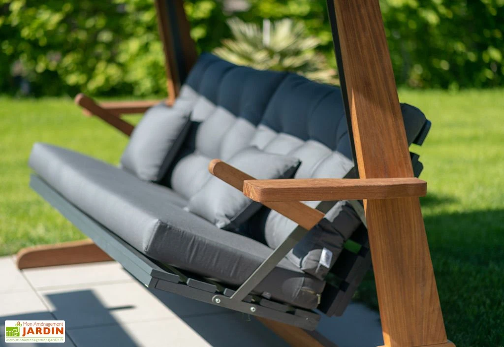 Balancelle De Jardin 3 Personnes - Bois Exotique – Sia 2400 4 Balancelle De Jardin 3 Personnes - Bois Exotique – Sia 2400 – Image 2