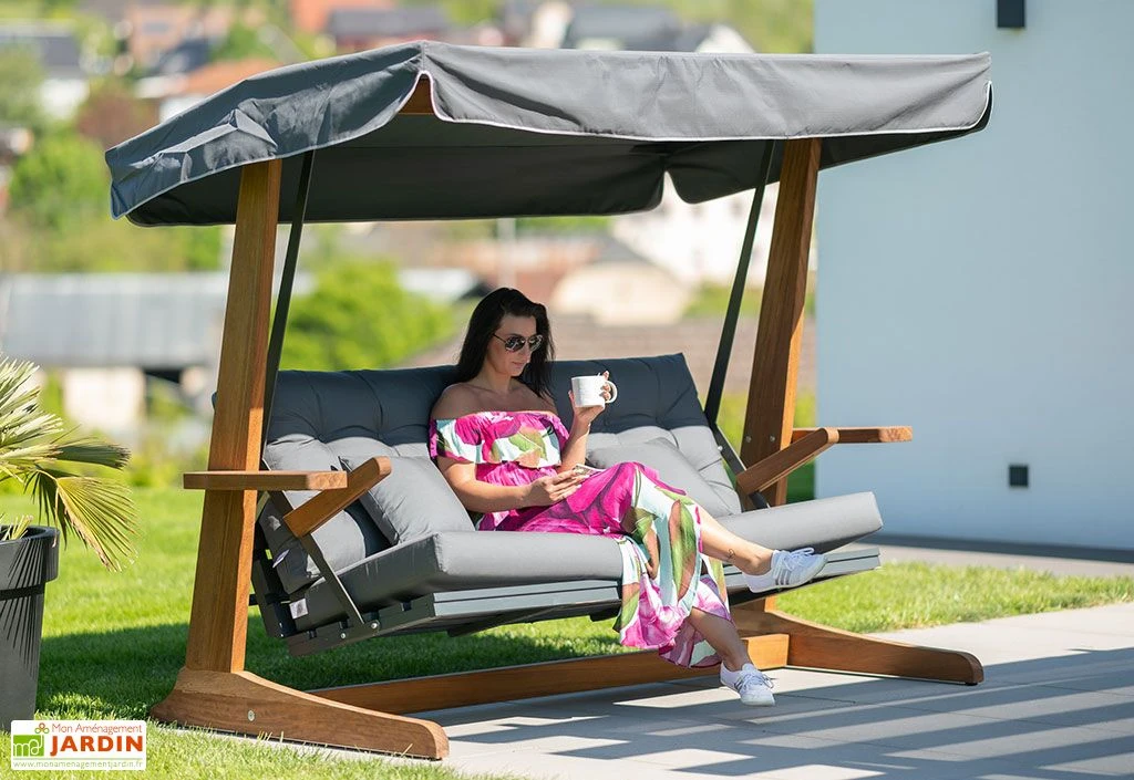 Balancelle De Jardin 3 Personnes - Bois Exotique – Sia 2400 3 Balancelle De Jardin 3 Personnes - Bois Exotique – Sia 2400