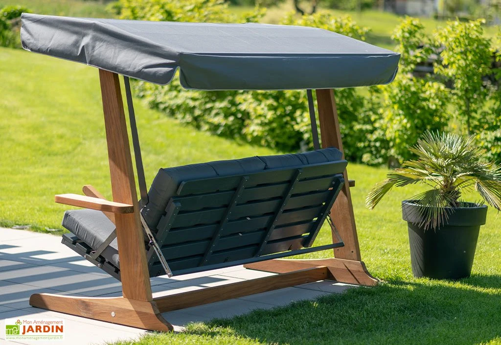 Balancelle De Jardin 3 Personnes - Bois Exotique – Sia 2400 5 Balancelle De Jardin 3 Personnes - Bois Exotique – Sia 2400 – Image 3
