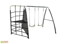 Axi Portique Balançoires En Acier Et Filet D’escalade – 287 X 191 X 190 Cm