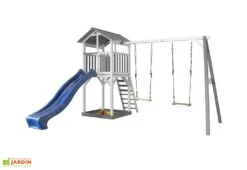 Axi Aire De Jeux En Bois : Toboggan Et Portique 2 Balançoires Beach Tower -Solid || Axi || EXIT TOYS Soldes Boutique beach tower double swing gris blanc bleu 5