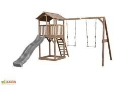 Axi Aire De Jeux En Bois : Toboggan Et Portique 2 Balançoires Beach Tower -Solid || Axi || EXIT TOYS Soldes Boutique beach tower double swing marron gris 6