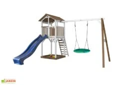 Axi Aire De Jeux En Bois De Hemlock Portique Nid D’Oiseau Beach Tower -Solid || Axi || EXIT TOYS Soldes Boutique beach tower summer marron blanc bleu