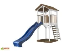 Axi Aire De Jeux En Bois De Hemlock Avec Toboggan Beach Tower -Solid || Axi || EXIT TOYS Soldes Boutique cabane beach tower marron blanc bleu